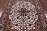 Ivory Isfahan Authentic Persian Hand Knotted Wool & Silk Area Rug - 4' 2" X 6' 3" - Golden Nile