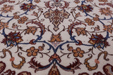 Ivory Isfahan Authentic Persian Hand Knotted Wool & Silk Area Rug - 4' 2" X 6' 3" - Golden Nile