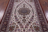 Ivory Isfahan Authentic Persian Hand Knotted Wool & Silk Area Rug - 4' 3" X 6' 7" - Golden Nile