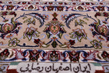 Blue Isfahan Authentic Persian Hand Knotted Wool & Silk Area Rug - 4' 3" X 6' 4" - Golden Nile