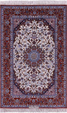 Ivory Isfahan Authentic Persian Hand Knotted Wool & Silk Area Rug - 4' 3" X 6' 8" - Golden Nile