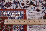Ivory Isfahan Authentic Persian Hand Knotted Wool & Silk Area Rug - 4' 3" X 6' 8" - Golden Nile