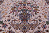 Ivory Isfahan Authentic Persian Hand Knotted Wool & Silk Area Rug - 5' 1" X 7' 8" - Golden Nile