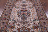 Ivory Isfahan Authentic Persian Hand Knotted Wool & Silk Area Rug - 5' 1" X 7' 8" - Golden Nile