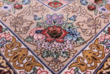 Ivory Isfahan Authentic Persian Hand Knotted Wool & Silk Area Rug - 5' 1" X 7' 8" - Golden Nile