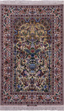 Gold Isfahan Authentic Persian Hand Knotted Wool & Silk Area Rug - 4' 11" X 7' 9" - Golden Nile