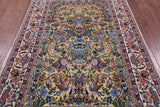 Gold Isfahan Authentic Persian Hand Knotted Wool & Silk Area Rug - 4' 11" X 7' 9" - Golden Nile