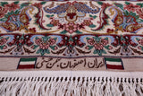 Gold Isfahan Authentic Persian Hand Knotted Wool & Silk Area Rug - 4' 11" X 7' 9" - Golden Nile