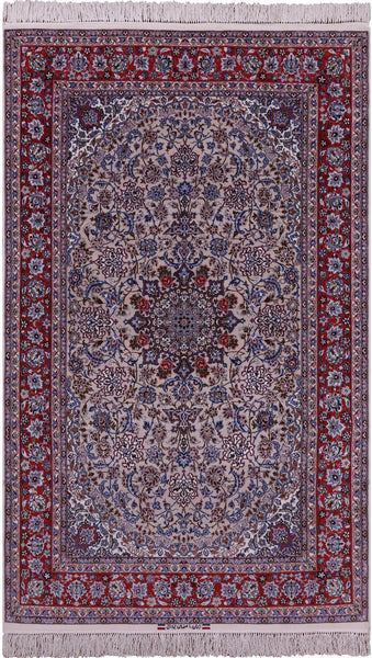 Isfahan Authentic Persian Hand Knotted Wool & Silk Area Rug - 5' 1" X 8' 0" - Golden Nile