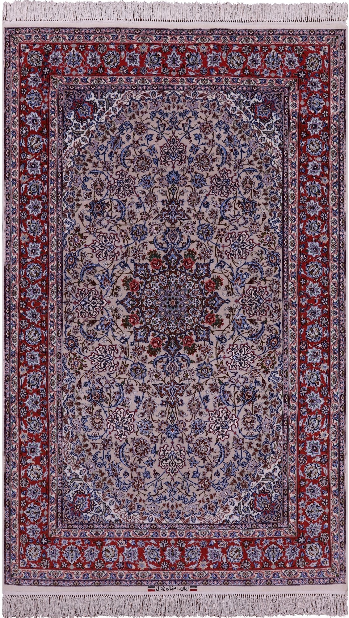 Isfahan Authentic Persian Hand Knotted Wool & Silk Area Rug - 5' 1" X 8' 0" - Golden Nile