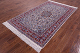 Isfahan Authentic Persian Hand Knotted Wool & Silk Area Rug - 5' 1" X 8' 0" - Golden Nile