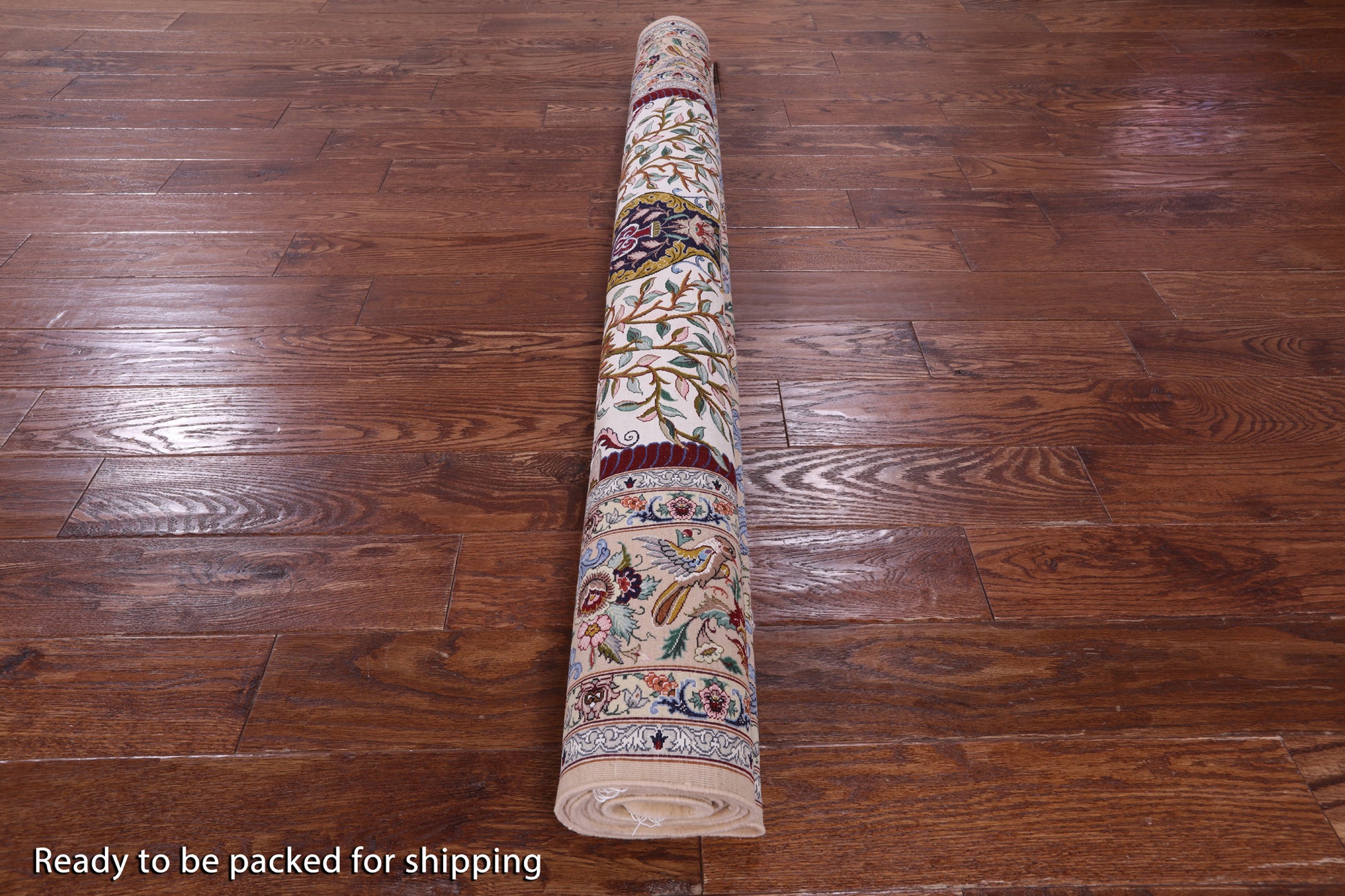 Ivory Isfahan Authentic Persian Hand Knotted Wool & Silk Area Rug - 5' 1" X 7' 7" - Golden Nile