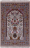 Ivory Isfahan Authentic Persian Hand Knotted Wool & Silk Area Rug - 5' 1" X 7' 7" - Golden Nile