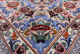 Ivory Isfahan Authentic Persian Hand Knotted Wool & Silk Area Rug - 5' 1" X 7' 7" - Golden Nile