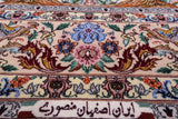 Ivory Isfahan Authentic Persian Hand Knotted Wool & Silk Area Rug - 5' 1" X 7' 7" - Golden Nile