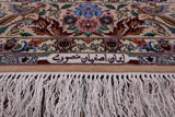 Ivory Isfahan Authentic Persian Hand Knotted Wool & Silk Area Rug - 5' 1" X 7' 7" - Golden Nile