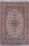Ivory Isfahan Authentic Persian Hand Knotted Wool & Silk Area Rug - 5' 3" X 7' 8" - Golden Nile