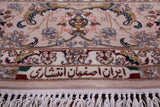Ivory Isfahan Authentic Persian Hand Knotted Wool & Silk Area Rug - 5' 3" X 7' 8" - Golden Nile