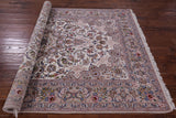 Ivory Isfahan Authentic Persian Hand Knotted Wool & Silk Area Rug - 5' 1" X 7' 9" - Golden Nile