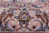 Ivory Isfahan Authentic Persian Hand Knotted Wool & Silk Area Rug - 5' 1" X 7' 9" - Golden Nile