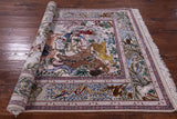 Pictorial Isfahan Authentic Persian Hand Knotted Wool & Silk Area Rug - 4' 11" X 7' 4" - Golden Nile