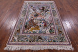 Pictorial Isfahan Authentic Persian Hand Knotted Wool & Silk Area Rug - 4' 11" X 7' 4" - Golden Nile