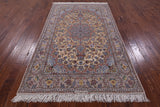 Isfahan Authentic Persian Hand Knotted Wool & Silk Area Rug - 4' 11" X 8' 2" - Golden Nile