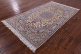 Isfahan Authentic Persian Hand Knotted Wool & Silk Area Rug - 4' 11" X 8' 2" - Golden Nile