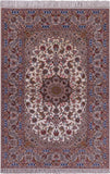 Ivory Isfahan Authentic Persian Hand Knotted Wool & Silk Area Rug - 5' 2" X 7' 8" - Golden Nile