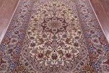 Ivory Isfahan Authentic Persian Hand Knotted Wool & Silk Area Rug - 5' 2" X 7' 8" - Golden Nile