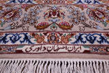 Ivory Isfahan Authentic Persian Hand Knotted Wool & Silk Area Rug - 5' 2" X 7' 8" - Golden Nile