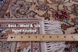 Ivory Isfahan Authentic Persian Hand Knotted Wool & Silk Area Rug - 5' 2" X 7' 8" - Golden Nile
