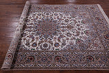 Ivory Isfahan Authentic Persian Hand Knotted Wool & Silk Area Rug - 5' 3" X 7' 9" - Golden Nile
