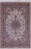 Ivory Isfahan Authentic Persian Hand Knotted Wool & Silk Area Rug - 5' 3" X 7' 9" - Golden Nile