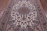 Ivory Isfahan Authentic Persian Hand Knotted Wool & Silk Area Rug - 5' 3" X 7' 9" - Golden Nile