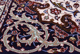 Ivory Handmade Authentic Signed Isfahan Wool & Silk Persian Rug - 5' 3" X 7' 10" - Golden Nile