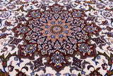 Ivory Handmade Authentic Signed Isfahan Wool & Silk Persian Rug - 5' 3" X 7' 10" - Golden Nile