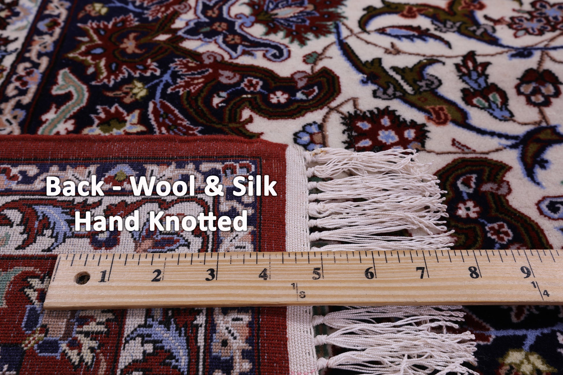 Ivory Handmade Authentic Signed Isfahan Wool & Silk Persian Rug - 5' 3" X 7' 10" - Golden Nile