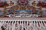 Ivory Isfahan Authentic Persian Hand Knotted Wool & Silk Area Rug - 5' 1" X 7' 4" - Golden Nile