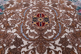 Ivory Isfahan Authentic Persian Hand Knotted Wool & Silk Area Rug - 5' 1" X 7' 4" - Golden Nile