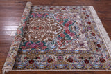 Ivory Isfahan Authentic Persian Hand Knotted Wool & Silk Area Rug - 5' 1" X 7' 4" - Golden Nile