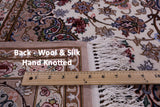Ivory Isfahan Authentic Persian Hand Knotted Wool & Silk Area Rug - 5' 2" X 7' 9" - Golden Nile