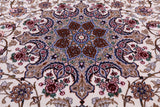Ivory Isfahan Authentic Persian Hand Knotted Wool & Silk Area Rug - 5' 2" X 7' 9" - Golden Nile