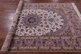Ivory Isfahan Authentic Persian Hand Knotted Wool & Silk Area Rug - 5' 2" X 7' 9" - Golden Nile