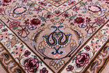 Ivory Isfahan Authentic Persian Hand Knotted Wool & Silk Area Rug - 5' 2" X 7' 9" - Golden Nile