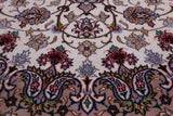 Ivory Isfahan Authentic Persian Hand Knotted Wool & Silk Area Rug - 5' 2" X 7' 9" - Golden Nile