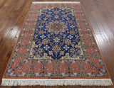 Isfahan Authentic Persian Hand Knotted Wool & Silk Area Rug - 5' 2" X 7' 9" - Golden Nile