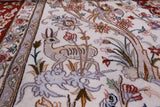 Ivory Isfahan Authentic Persian Hand Knotted Wool & Silk Area Rug - 5' 1" X 7' 9" - Golden Nile