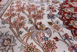 Ivory Isfahan Authentic Persian Hand Knotted Wool & Silk Area Rug - 5' 1" X 7' 9" - Golden Nile