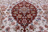 Ivory Isfahan Authentic Persian Hand Knotted Wool & Silk Area Rug - 5' 1" X 7' 9" - Golden Nile